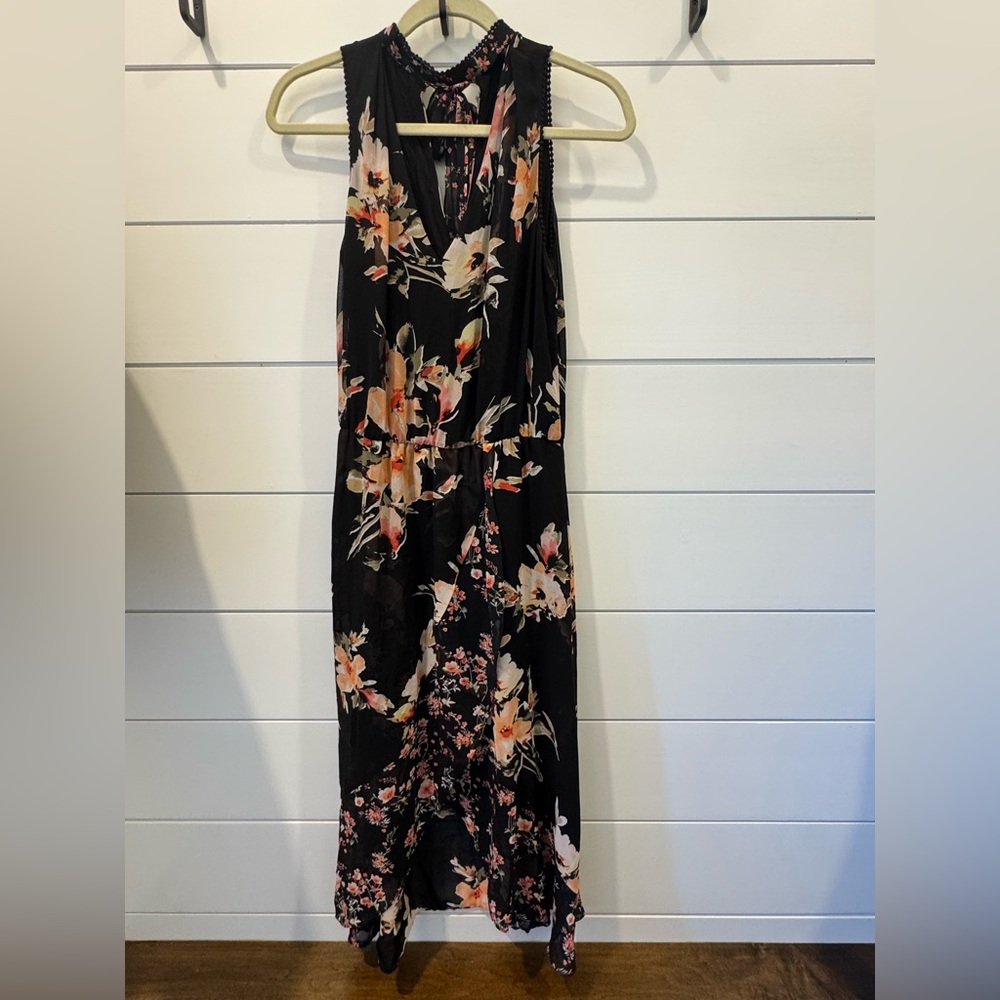 White House Black Market Floral Tiered High Low Dress